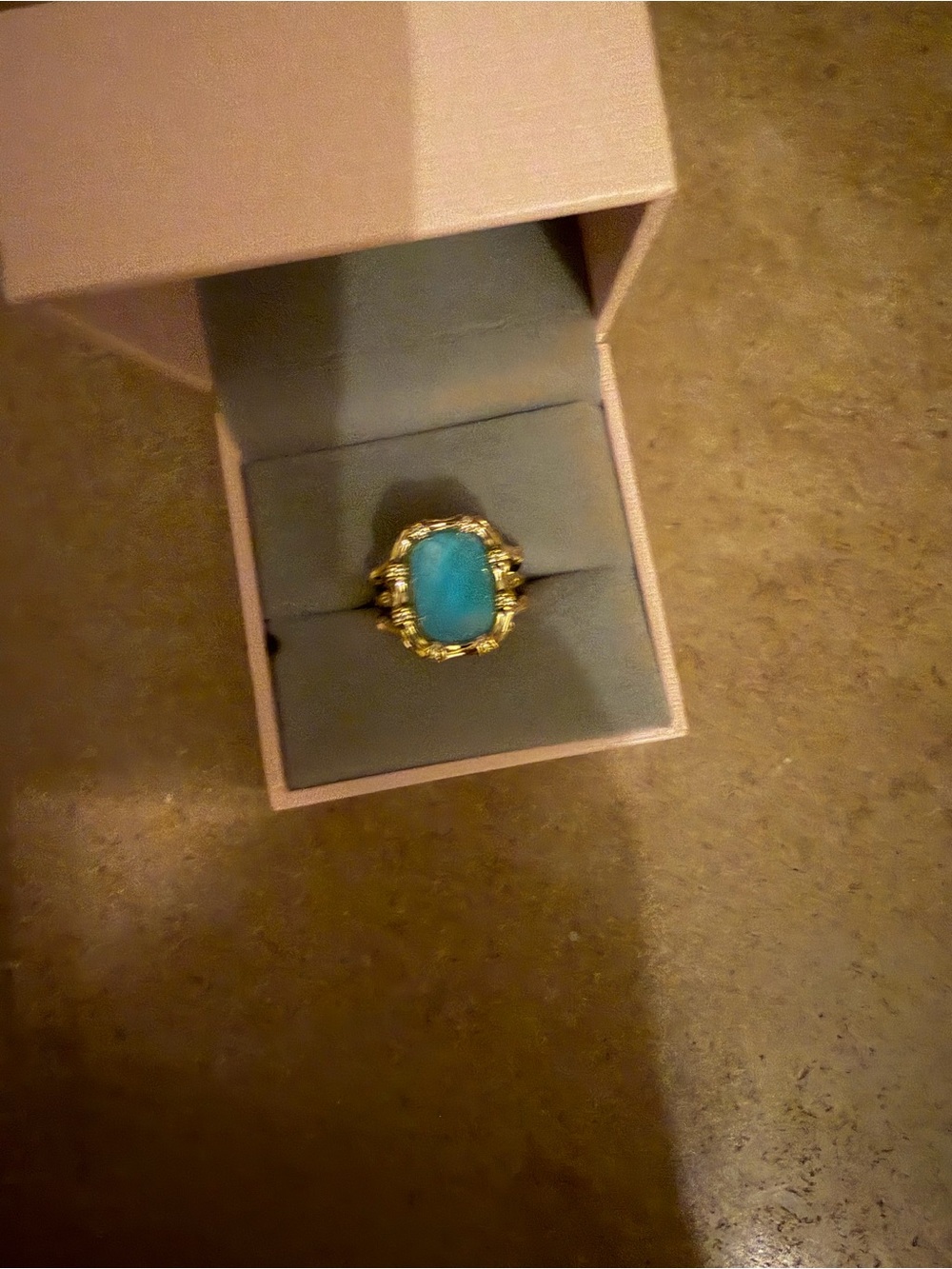 Gold-Tone Ring with Turquoise Cabochon